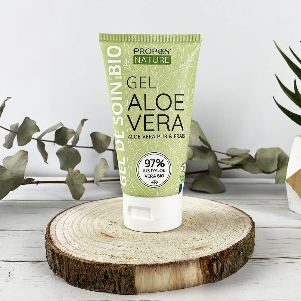 Organic Aloe Vera Gel - 97% Fresh Aloe Vera Juice - Natural Cosmetic for Skin & Hair Care - 100ml by Propos'Nature - Perfect for Sunburn Relief, Moisturizing & After-Shave Soothing