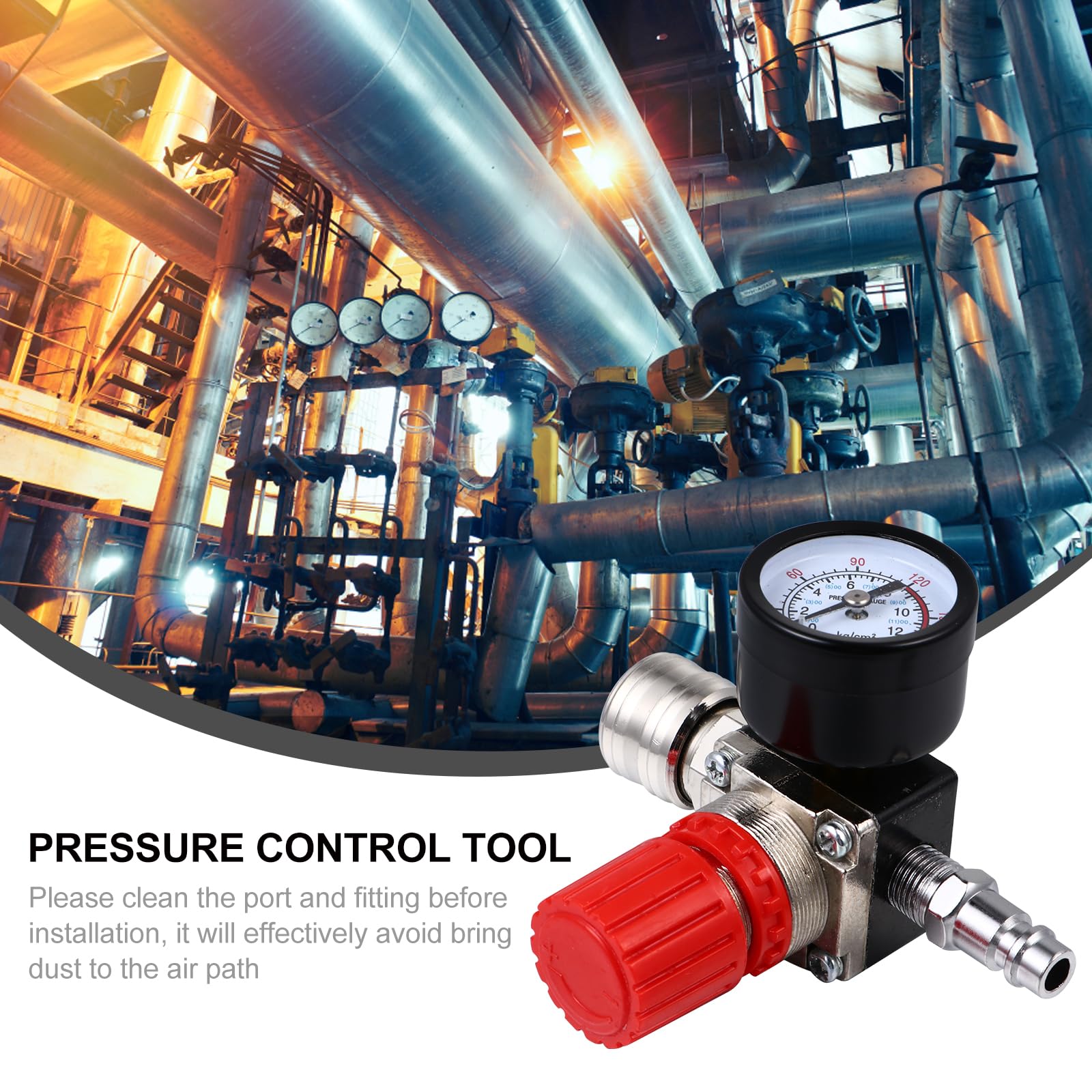 Air Compressor Pressure Regulator with Gauge - Adjustable PSI Control for Air Tools, 1/4