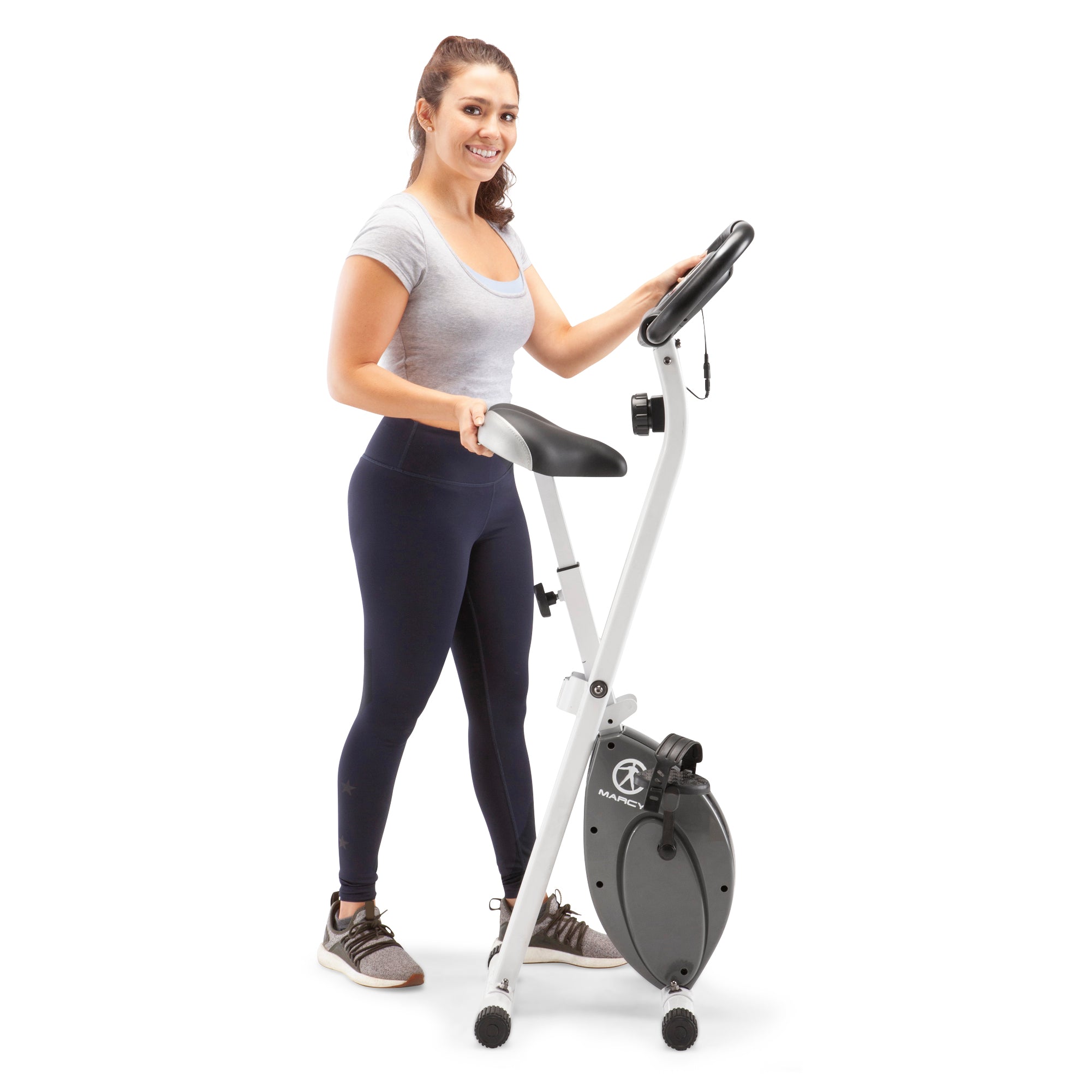 Foldable Upright Exercise Bike for Home Gym - Marcy NS 652 | Compact Cardio Workout Equipment for Small Spaces | Perfect for Apartment, Office & Indoor Cycling Training