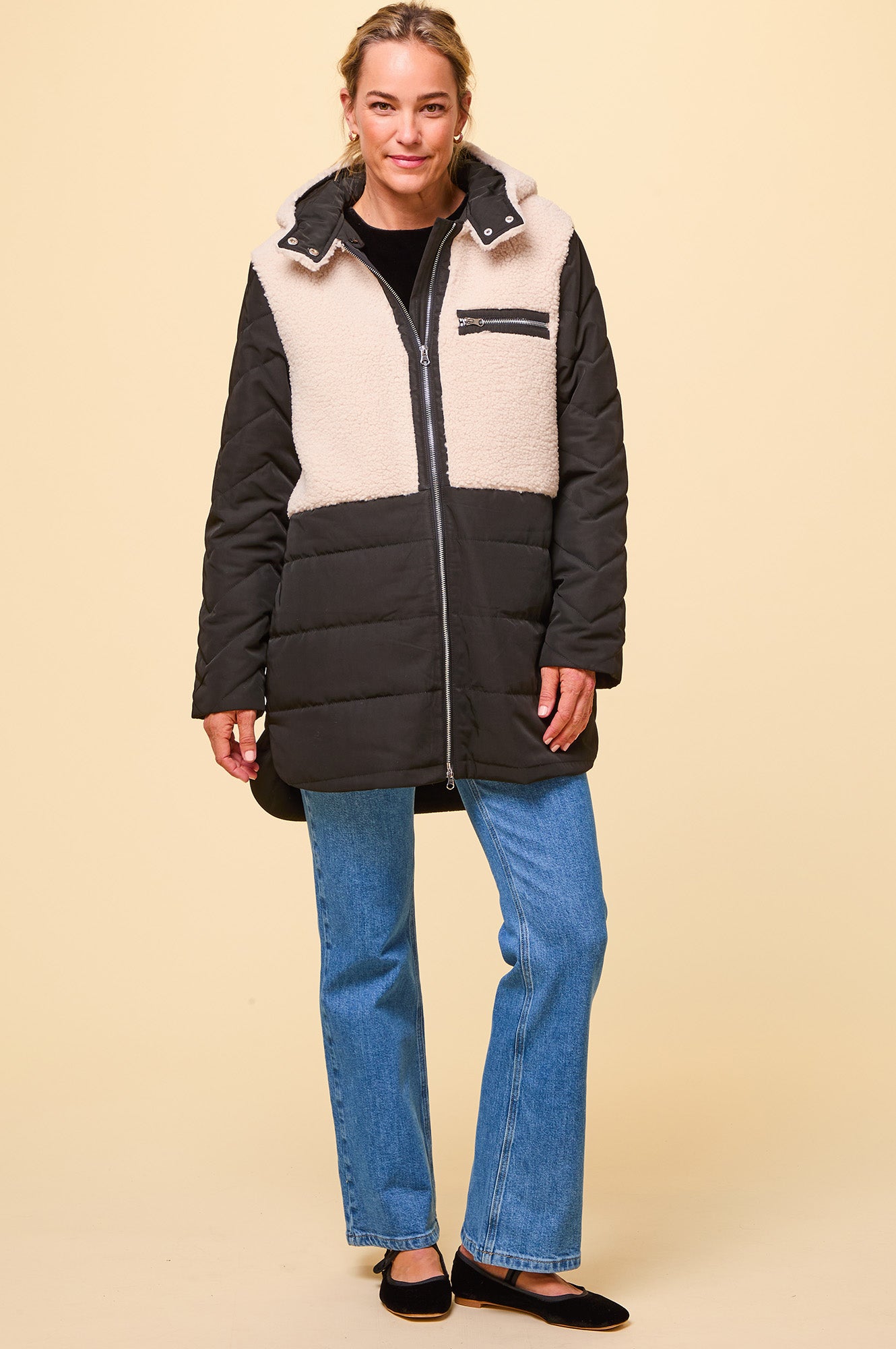 Petra Coat for Women - Classic Black & Taupe Trench Coat | Waterproof & Windproof Outerwear for Fall & Winter | Perfect for Office, Travel & Casual Wear