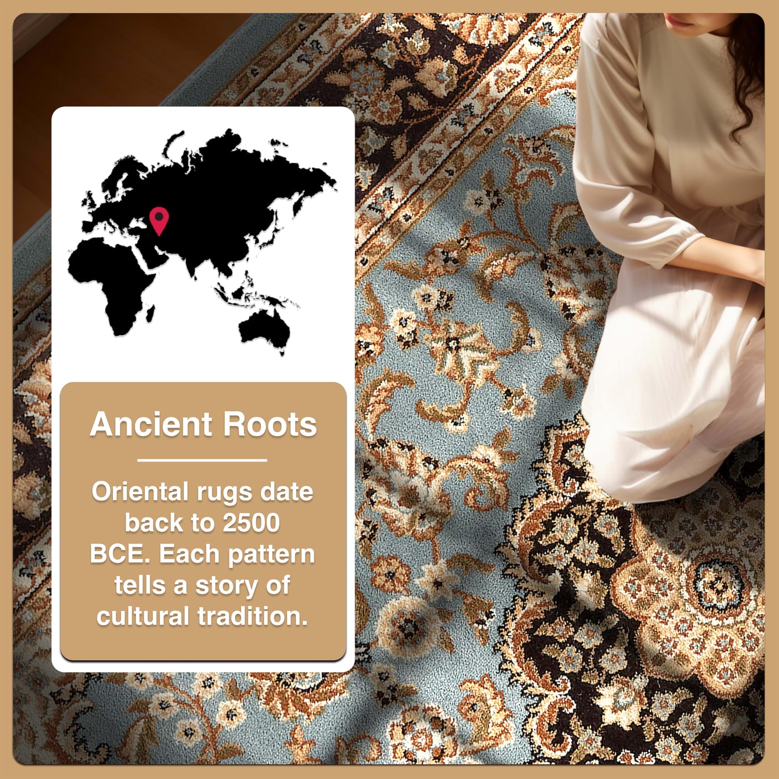 Well Woven Barclay Collection Medallion Kashan Light Blue 8x10 Area Rug - Soft Non-Slip Living Room Rug, Bedroom Carpet & Dining Room Floor Mat for Home Decor, Housewarming Gift