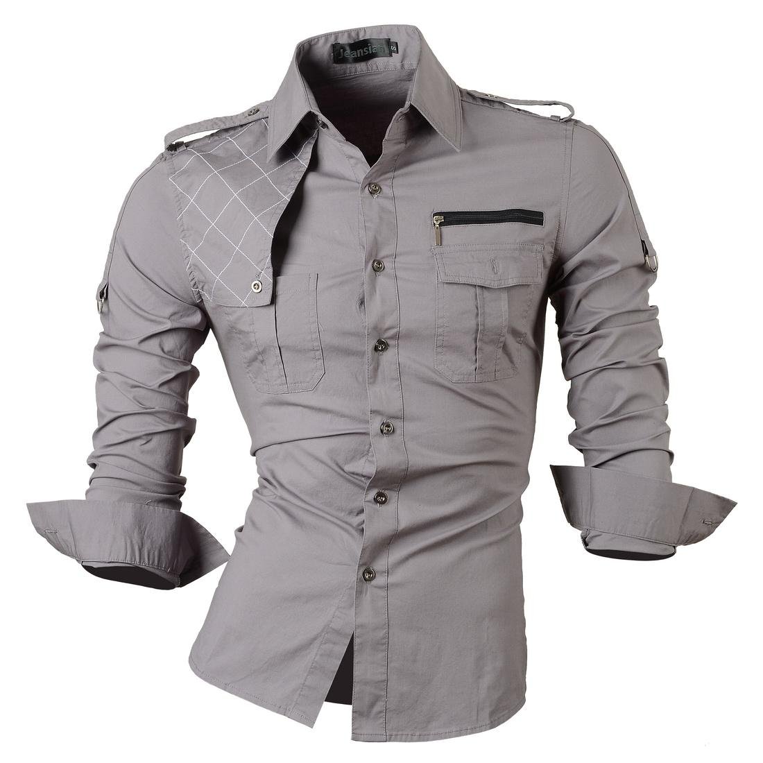 Men's Slim Fit Long Sleeve Casual Button Down Dress Shirt 8397 - Business Office & Formal Occasion Wear