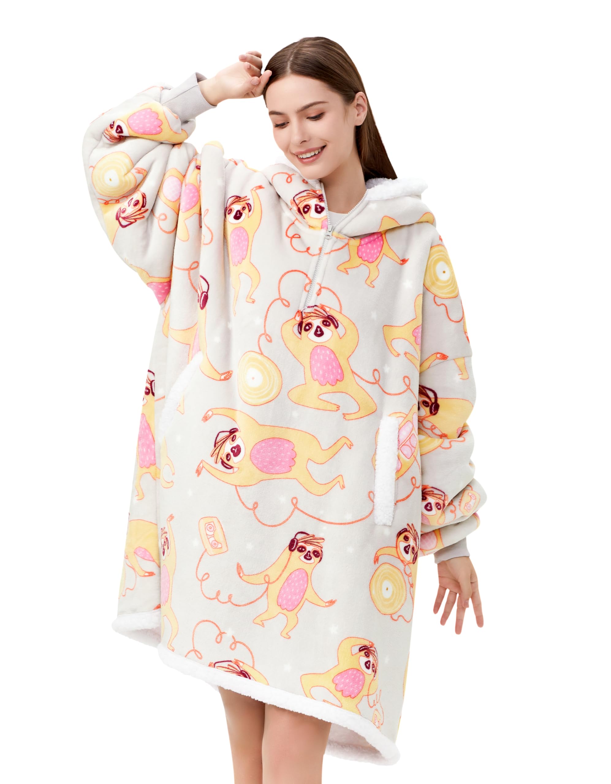 Sunolga Women's Wearable Blanket Hoodie - Oversized Soft Fleece Sweatshirt with Hood & Kangaroo Pocket | Cozy Loungewear for Home, Camping & Outdoor Activities