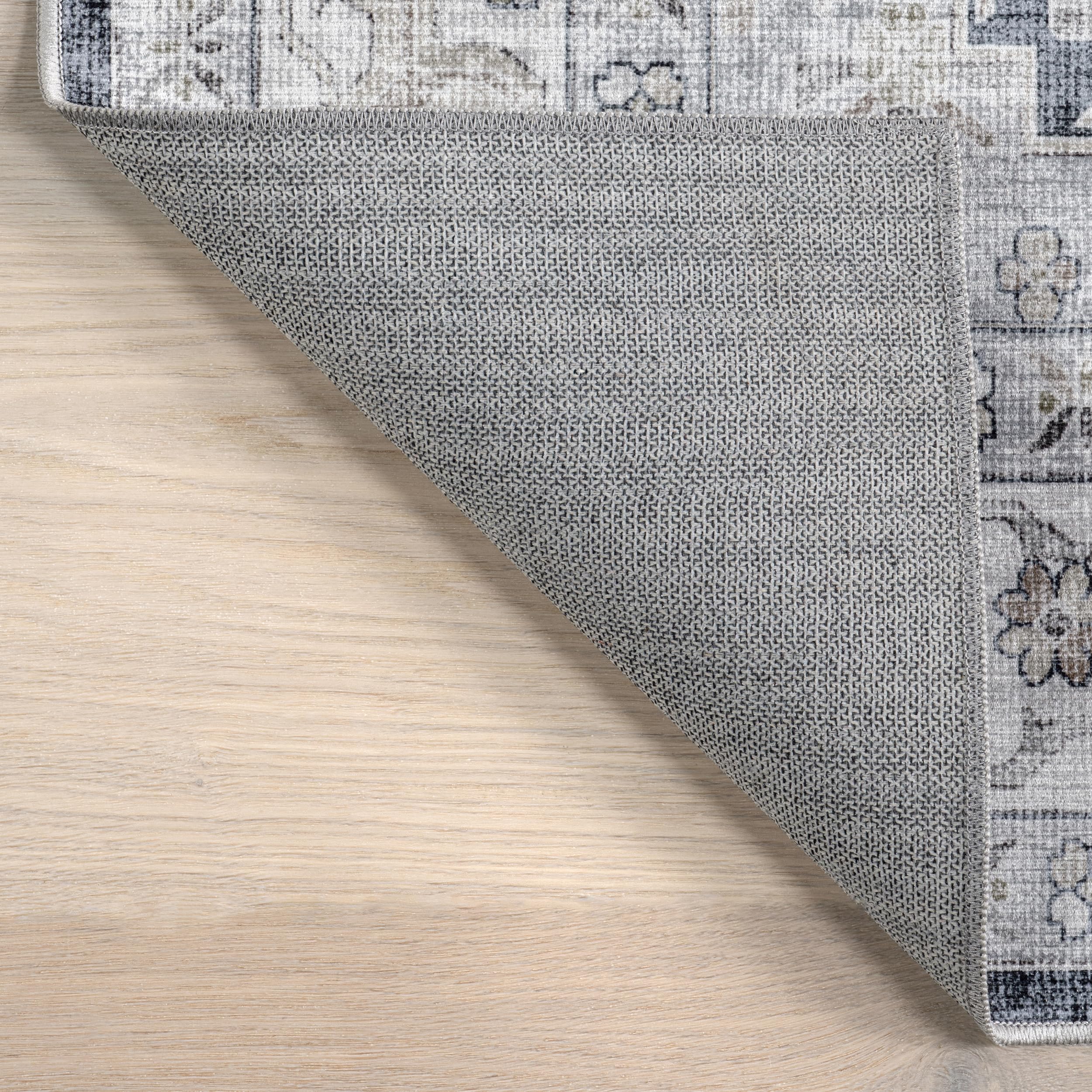 nuLOOM 5' x 8' Splashguard Machine Washable Area Rug - Waterproof, Non-Slip Backing, Stain Resistant for Living Room, Bedroom, Kitchen & Dining Room | Casey Blue Grey | Perfect for High Traffic Areas & Pet-Friendly Homes