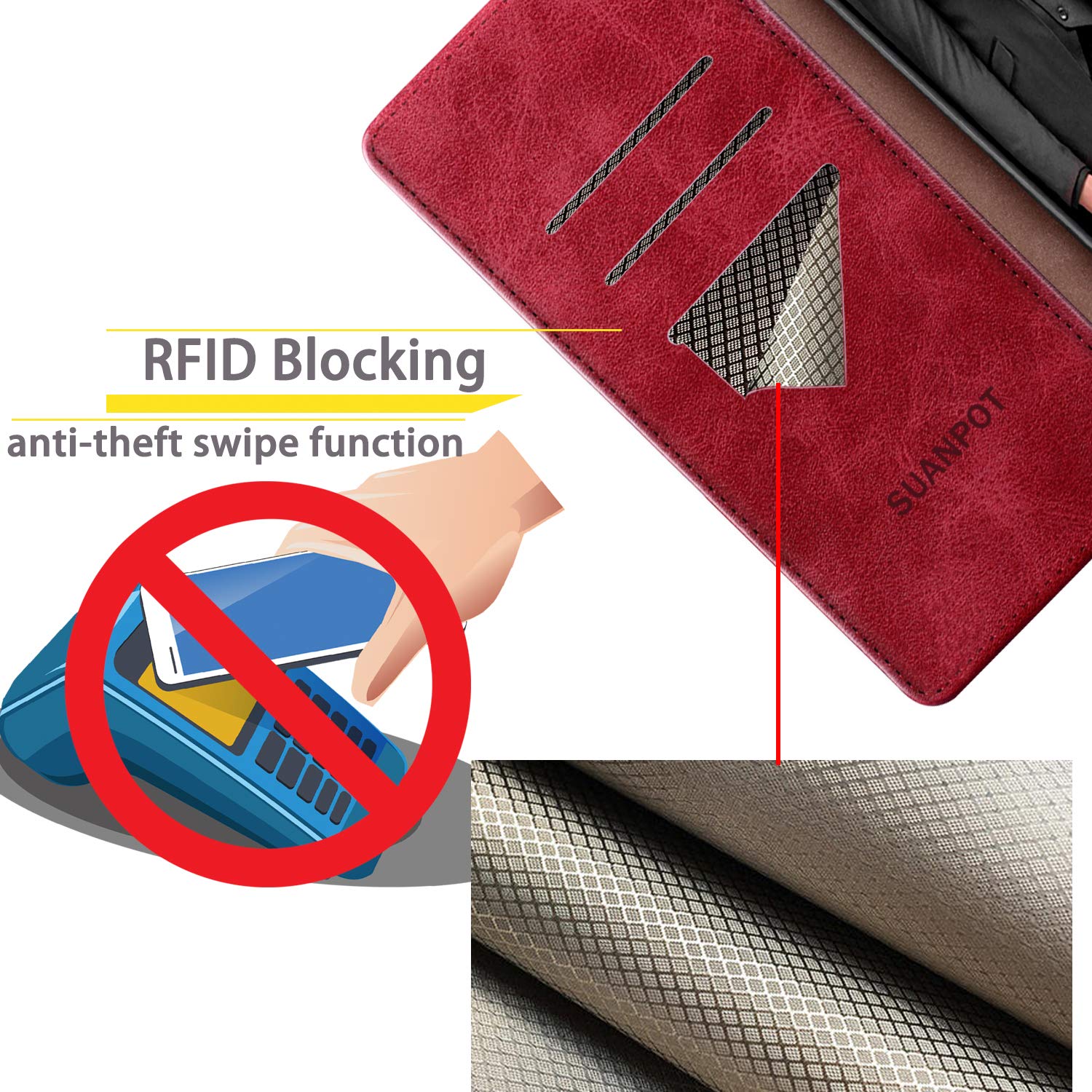 RFID Blocking Leather Wallet Case for Samsung Galaxy Note 9 (6.4