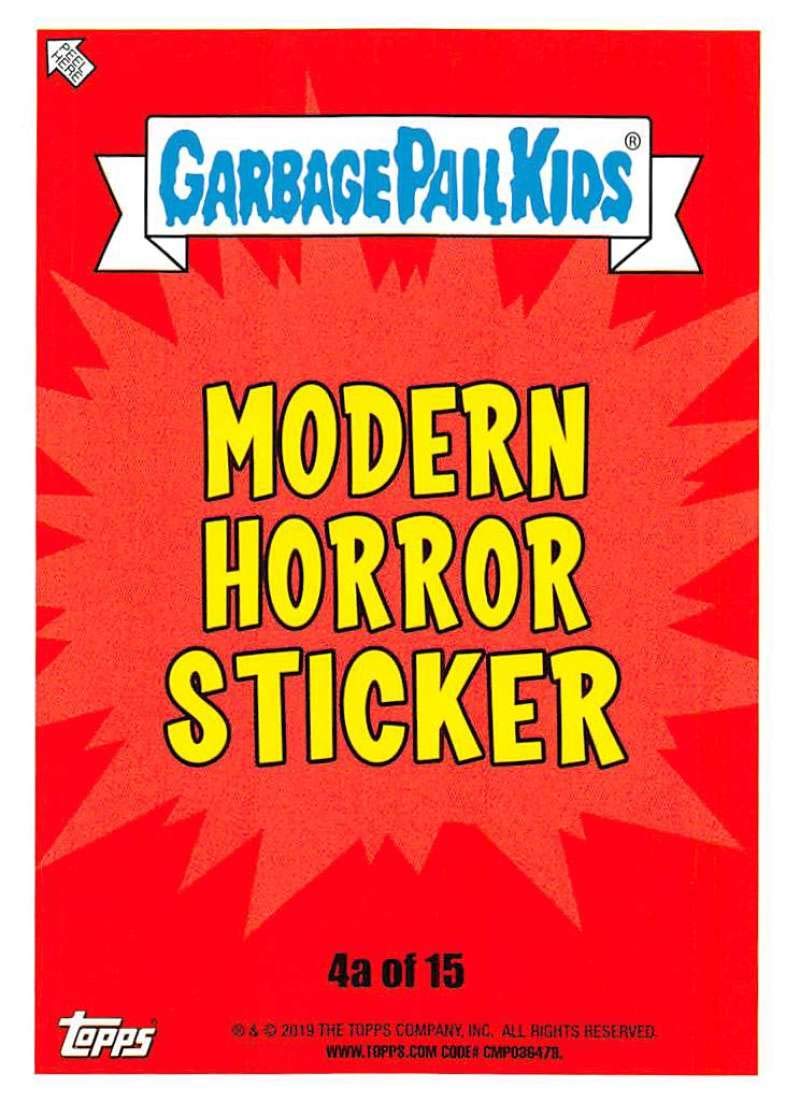2019 Topps Garbage Pail Kids Revenge of Oh, The Horror-ible Series 2 Sticker Card - Blood Splatter Purple #4A BABA DUKE (Official GPK Collectible) - Perfect for Horror Fans, Card Collectors & Pop Culture Enthusiasts