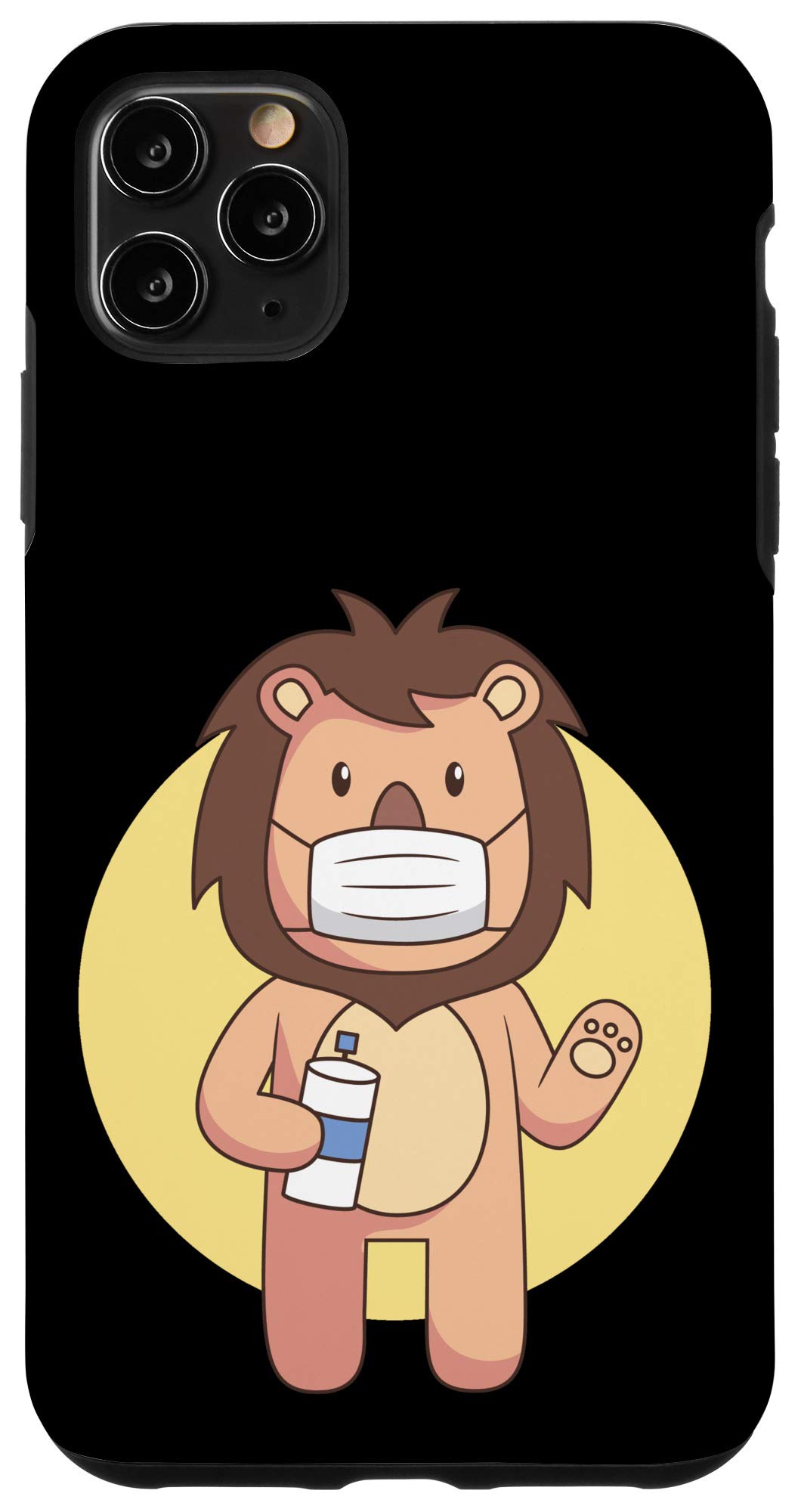iPhone 11 Pro Max Case - Cute Lion Wearing Face Mask Design, Funny Animal Protective Cover for iPhone 11 Pro Max (Perfect Gift for Animal Lovers & Humor Fans) - Great for Daily Use, Office, Travel and Gifting