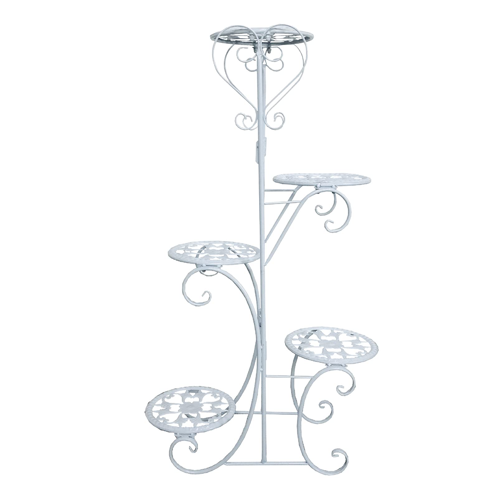 ZCL Wrought Iron 5-Tier Plant Stand Shelf - Indoor Outdoor Balcony Garden Organizer for Flowers, Pots & Decor | Perfect for Small Spaces, Corner Display & Home Storage