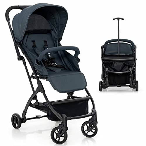 BABY JOY Lightweight Compact Travel Stroller for Airplane - Easy One-Hand Fold, Adjustable Canopy, Backrest & Footrest with Storage Basket - Ideal for Newborns, Infants & Toddlers (Black) | Perfect for Air Travel, Shopping & Daily Walks