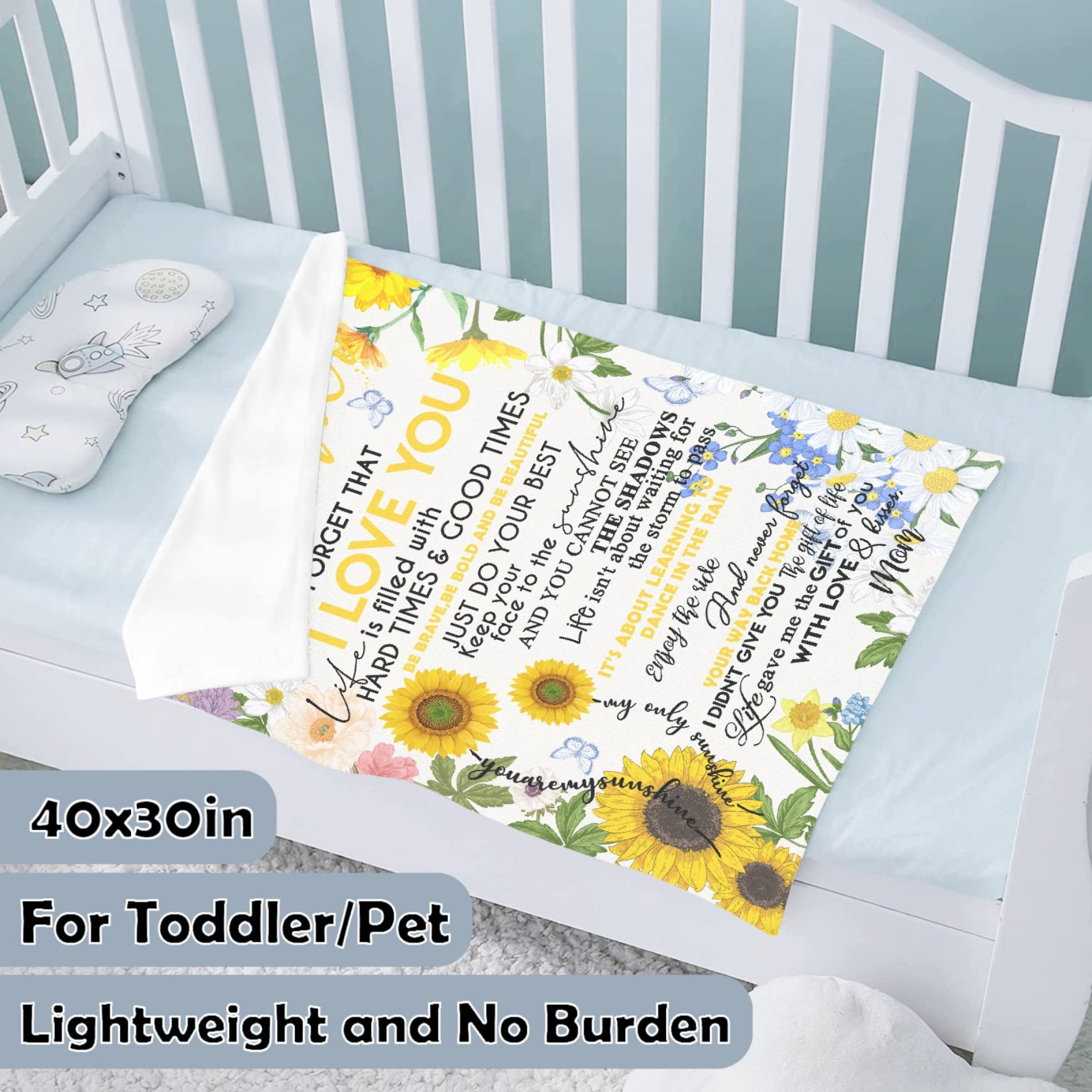 Sunflower 'I Love You' Throw Blanket for Daughter - Soft Warm Cozy Lightweight Quilt 90