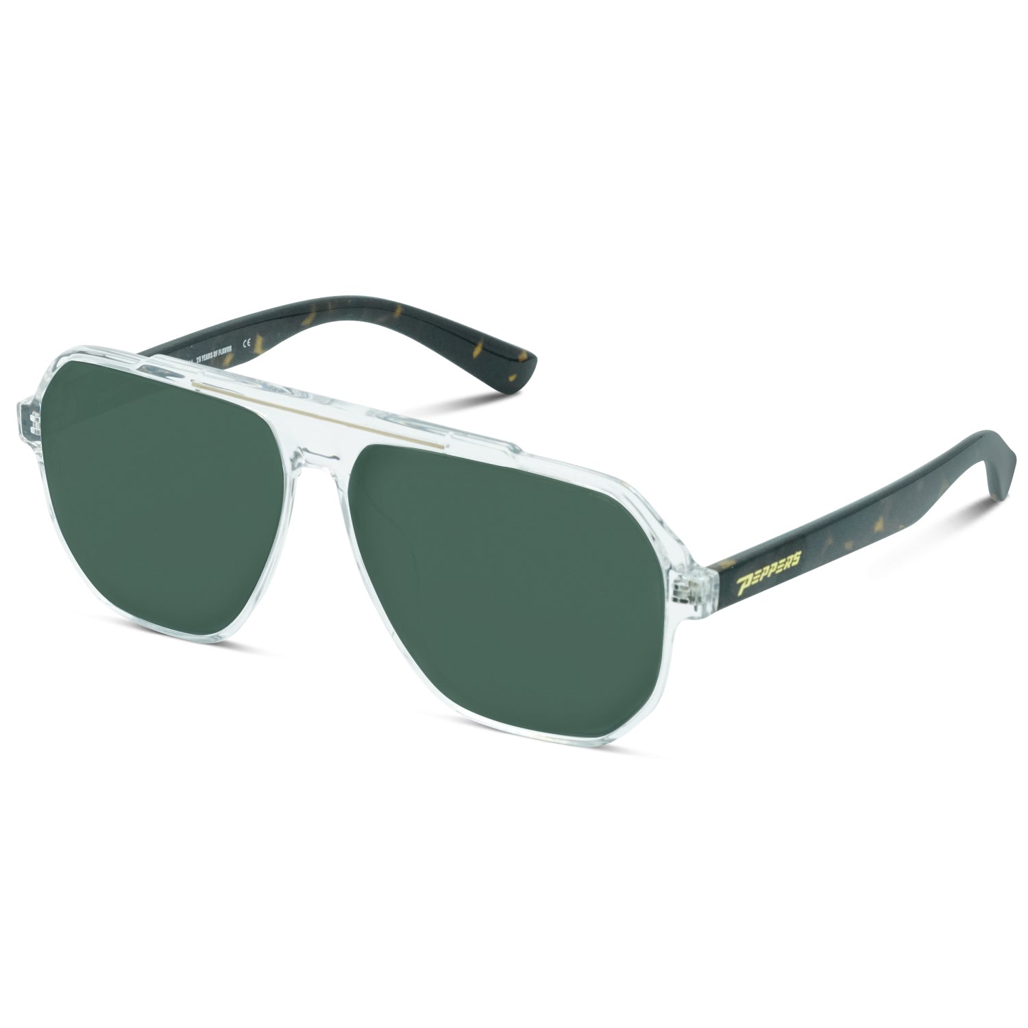 Crystal Clear w/ Tortoise Temples w/Smoke Flash Polarized