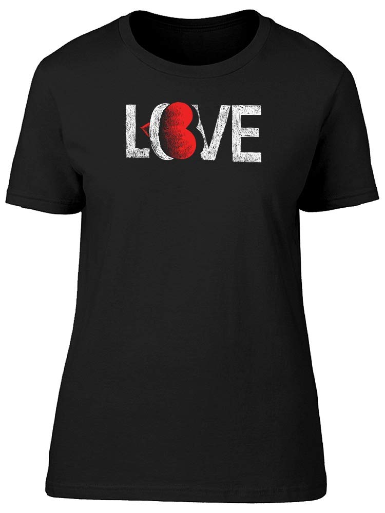 Women's Word Love with Red Heart Graphic T-Shirt - Casual Comfort Tee for Everyday Wear, Date Nights & Gifts