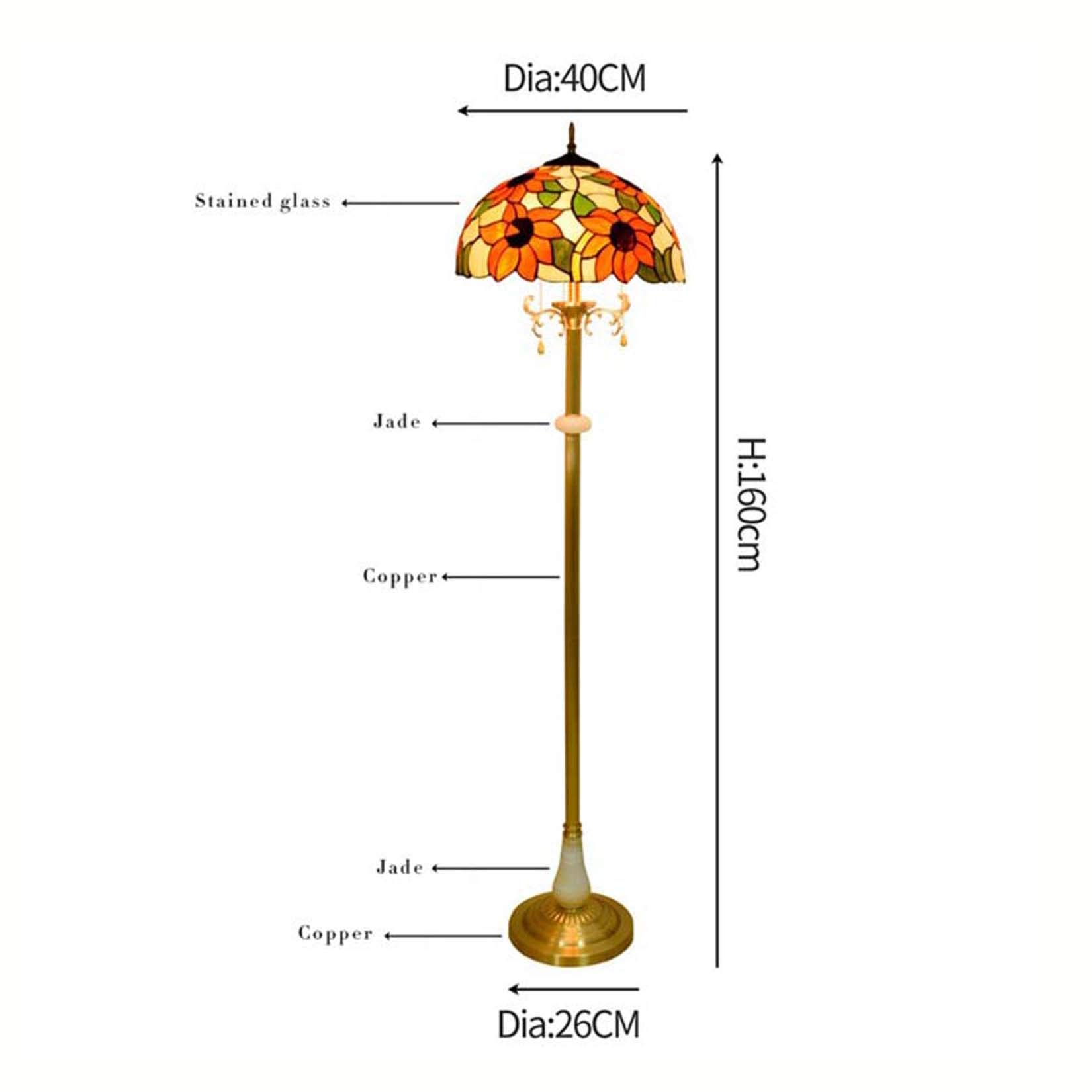 Tiffany Style Sunflower Floor Lamp - Handcrafted Stained Glass Floor Light for Bedroom & Living Room Decor - 16 Inch Reading Lamp - Perfect for Cozy Reading Nooks & Farmhouse Style Home Decor