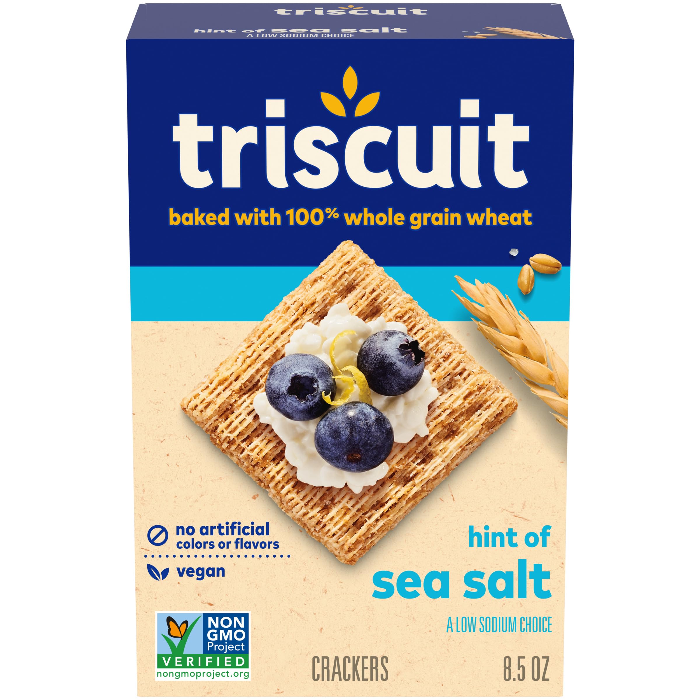Triscuit Whole Grain Wheat Crackers with Hint of Sea Salt - Vegan, Gluten-Free Snacks for Lunch, Office, or Healthy On-the-Go (8.5 oz Pack) | Perfect for Parties, Picnics & School Lunchboxes