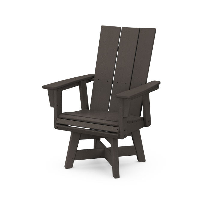 POLYWOOD Modern Curveback Adirondack Swivel Dining Chair - Weather-Resistant Outdoor Patio Furniture for Poolside, Garden & Deck Relaxation