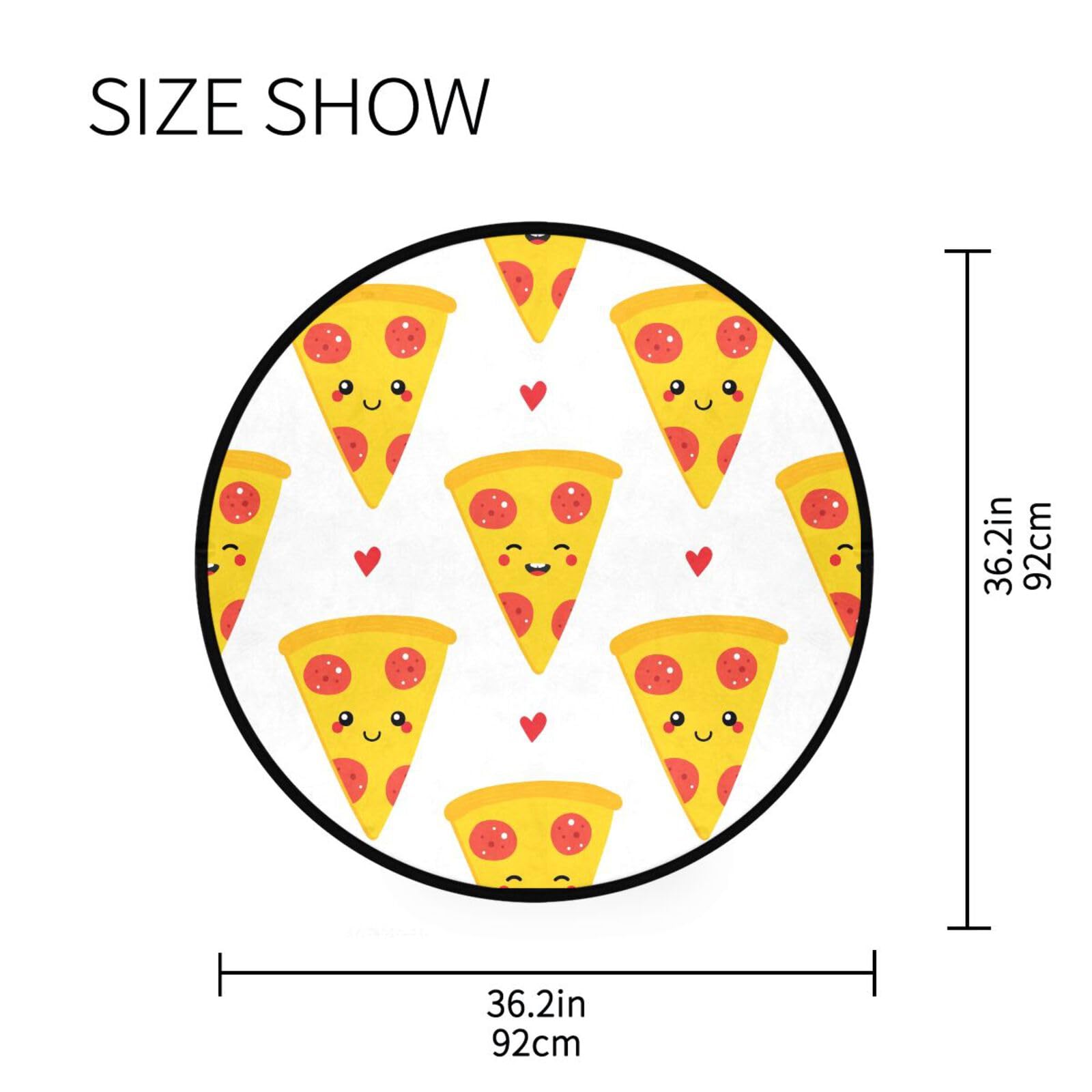 3 ft Round Pizza Slice Rug - Non-Slip Washable Cartoon Food Area Mat with Rubber Backing | Perfect for Bedroom, Living Room, Bathroom & Kitchen Decor