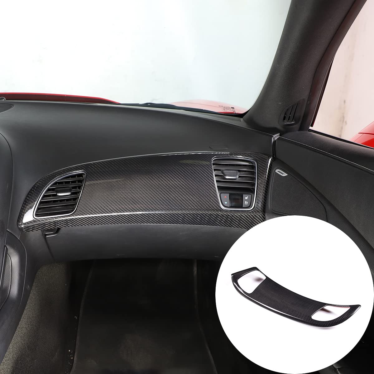 Premium ABS Chrome & Real Carbon Fiber Dashboard Panel Cover for Chevrolet Corvette C7 (2014-2019) - Interior Car Accessories Upgrade for Stylish Protection & Luxury Look