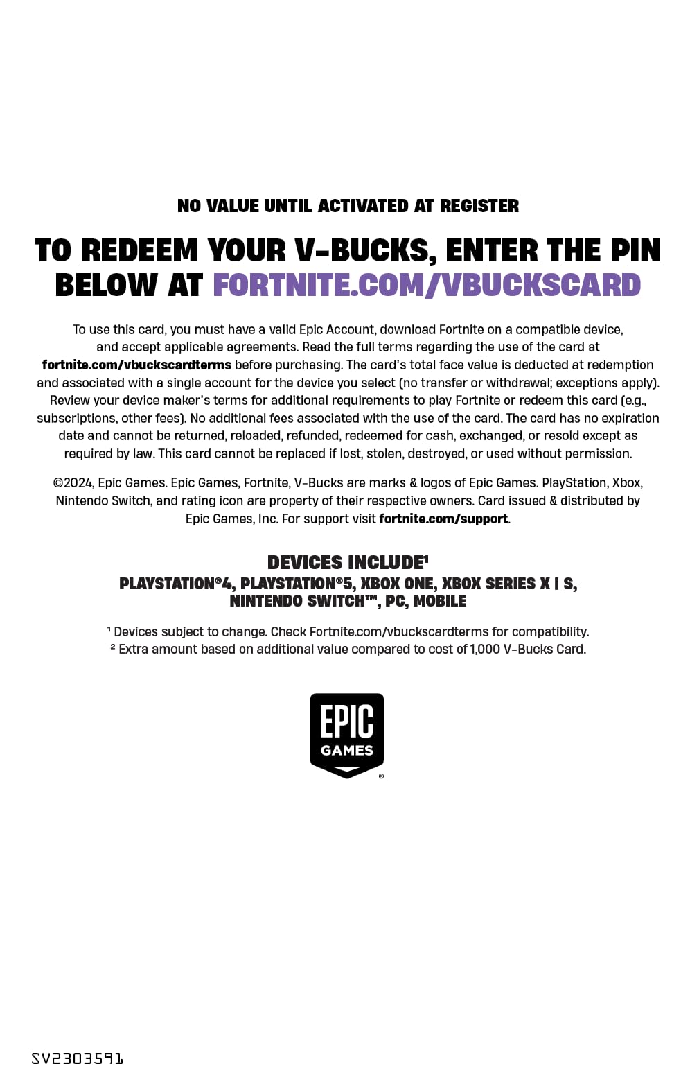 2800 V-Bucks for Fortnite - Digital Code for PlayStation, Xbox, Nintendo Switch, PC & Mobile | In-Game Currency for Battle Pass, Skins & Cosmetics