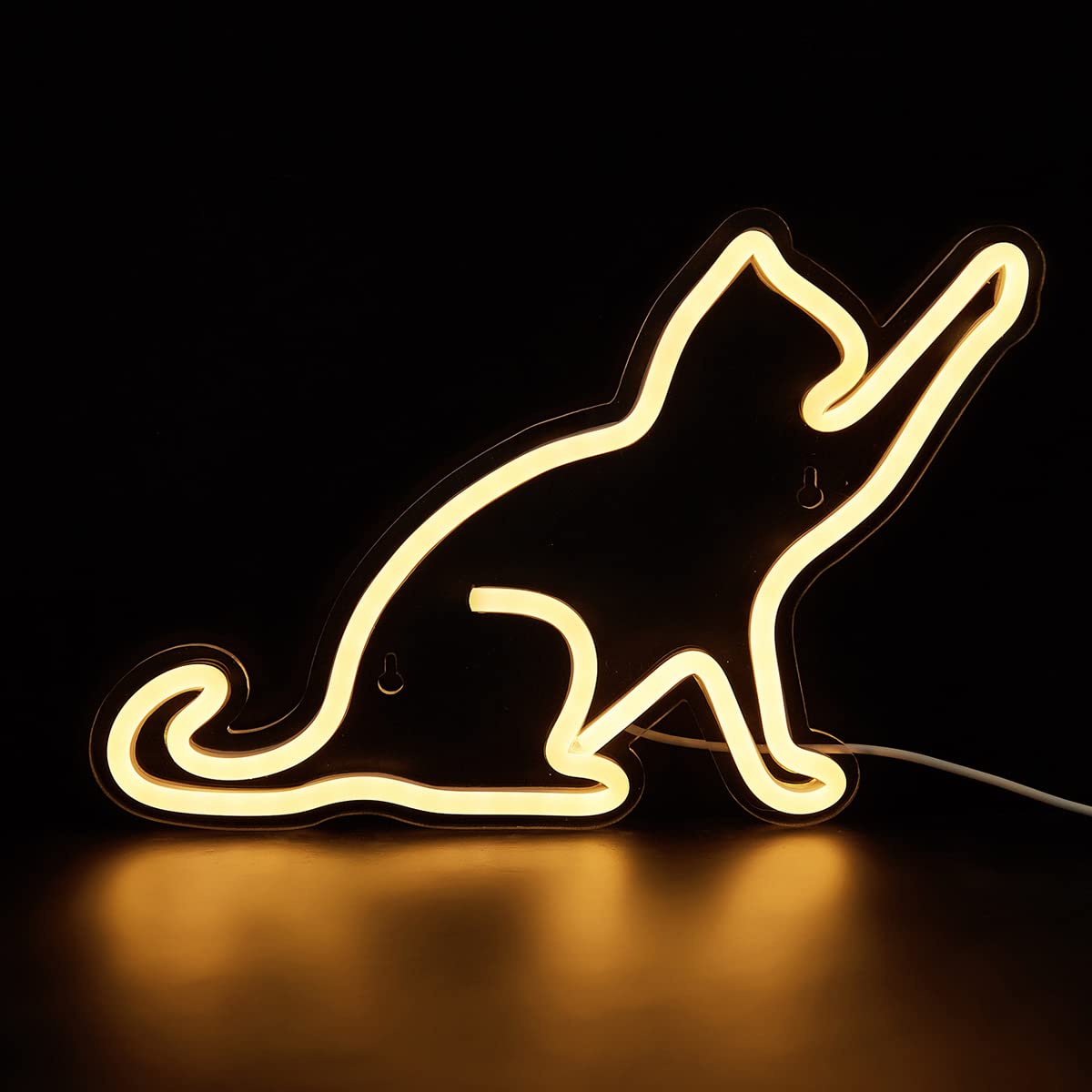 Cat LED Neon Sign - USB Powered 3D Wall Art Night Light for Bedroom & Living Room Decor - Warm White Neon Lamp - Perfect Holiday Gift for Kids, Girls & Cat Lovers (Great for Parties, Nursery & Home Decoration)