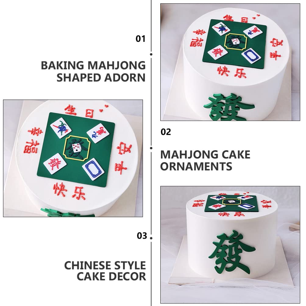ABOOFAN 3Pcs Chinese Mahjong Cake Topper Set - Mahjong Tile Decorations for Birthday Cakes, Baking Supplies & Dessert Decor - Perfect for Birthday Parties, Themed Events & Asian-Inspired Celebrations
