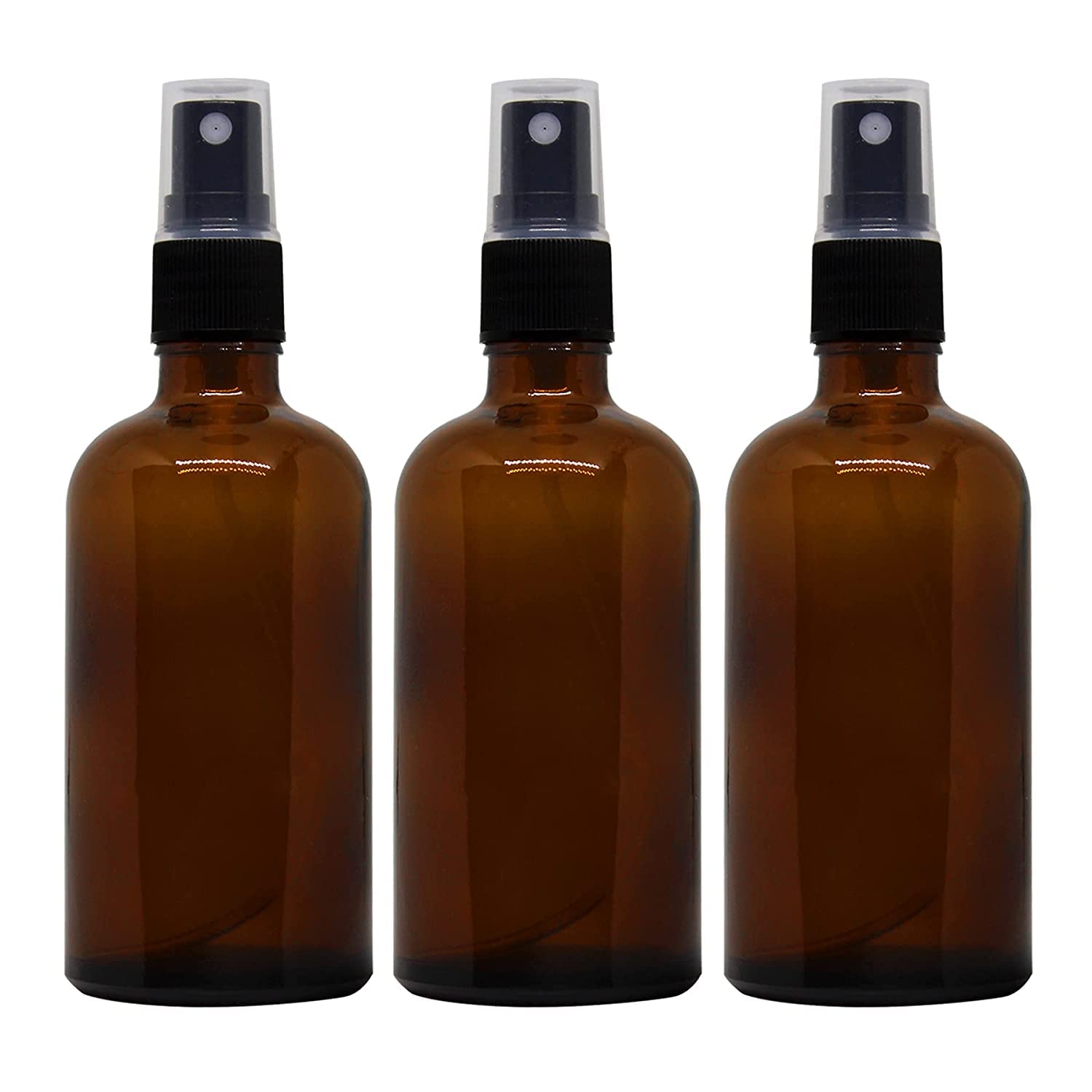 100ml Refillable Amber Glass Spray Bottles with Leak-Proof Pump - Perfect for DIY Perfume, Essential Oils, Aromatherapy Blends & Beauty Products | Pack of 3 | Great for Travel, Home & Salon Use