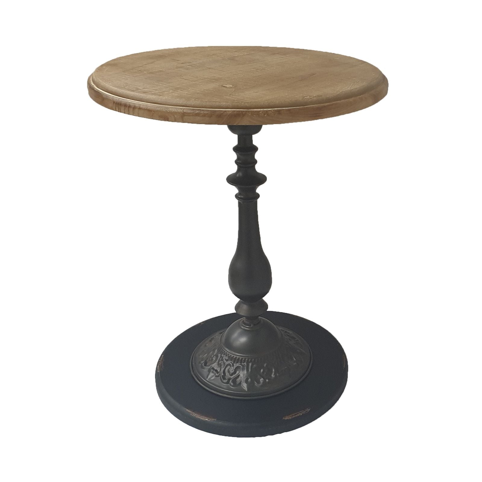 Criterion Finn End Table 490mm - Raw Pine Top with Black Metal Legs | Modern Side Table for Living Room, Bedroom & Office