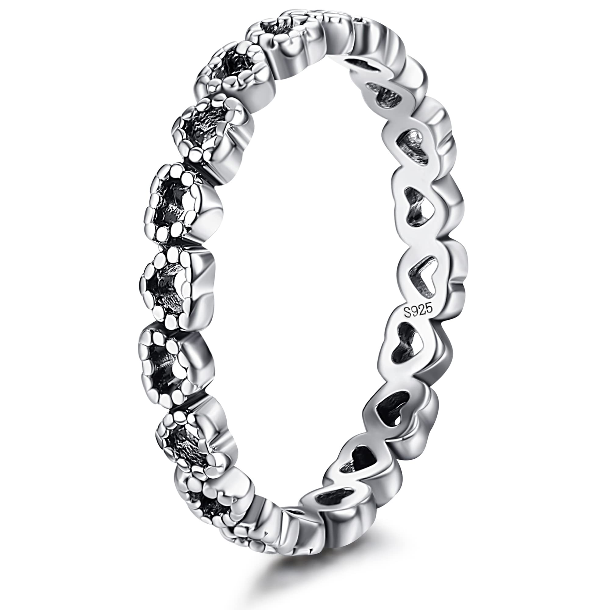 925 Sterling Silver Heart Stacking Rings for Women - Endless Love Dainty Band Rings for Everyday Wear, Gift Giving & Special Occasions | Milacolato Fine Jewelry
