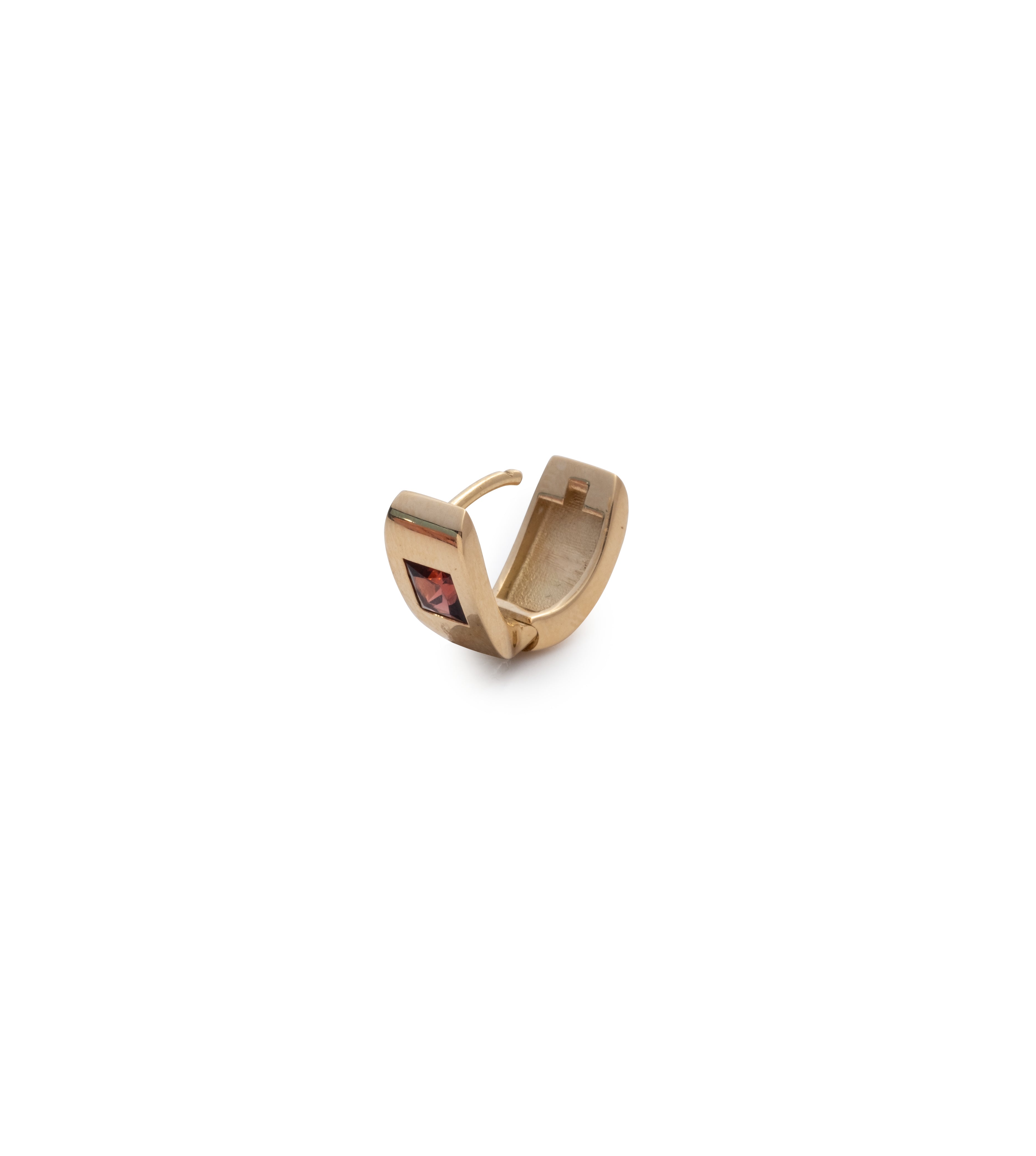 Princess Cut Garnet Love Huggie Earrings - Dainty Gemstone Hoop Earrings for Women, Perfect for Valentine's Day, Anniversary & Romantic Gifts