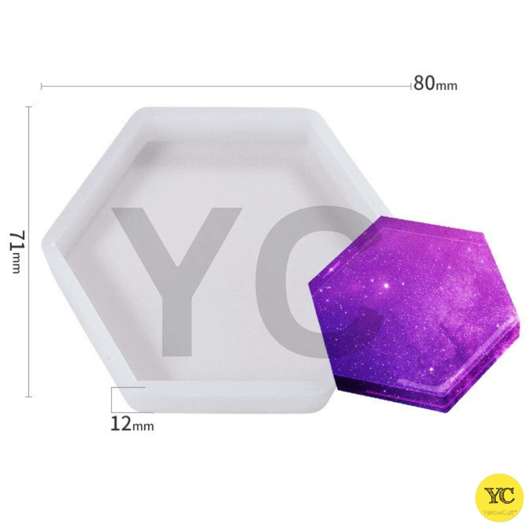 YellowCult™ 3D Resin Silicone Mold Set for DIY Crafts - 2 Piece Coaster Molds (1 Large & 1 Small Hexagonal) - Perfect for Resin Art, Soap Making, Chocolate Candies, Ice Cubes & Candle Making - Ideal for Home Decor, Gift Making & Creative Projects