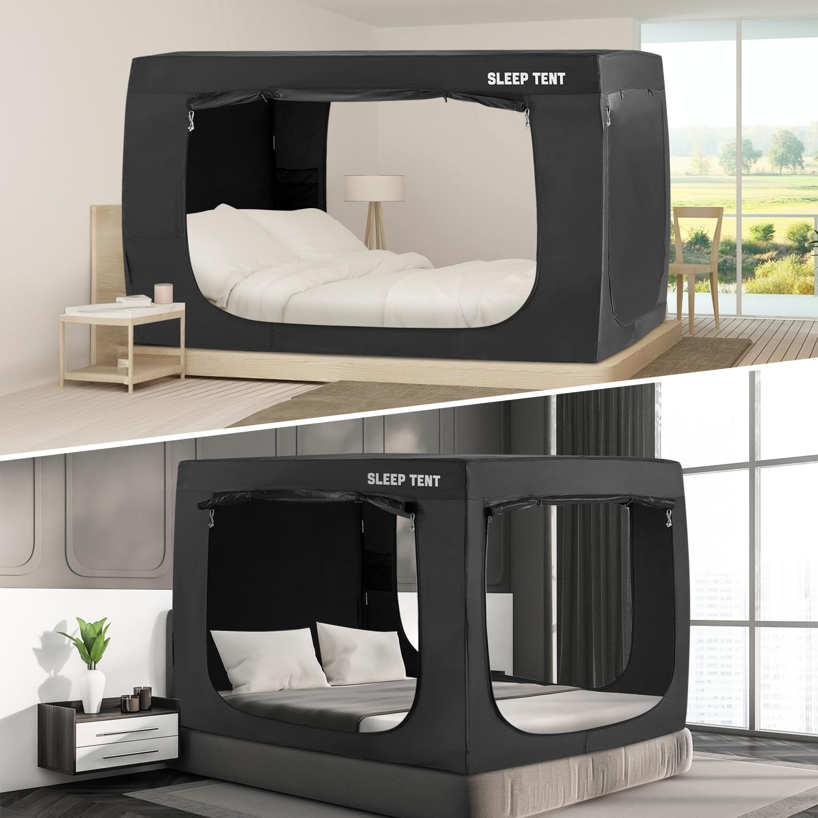 BORNA Full Size Bed Tent Canopy for Adults & Kids - Portable Sleeping Tent with 3 Doors, Breathable Privacy Space for Indoor Use | Perfect for Camping, Sleepovers & Cozy Bedroom Retreats (Mattress Not Included)