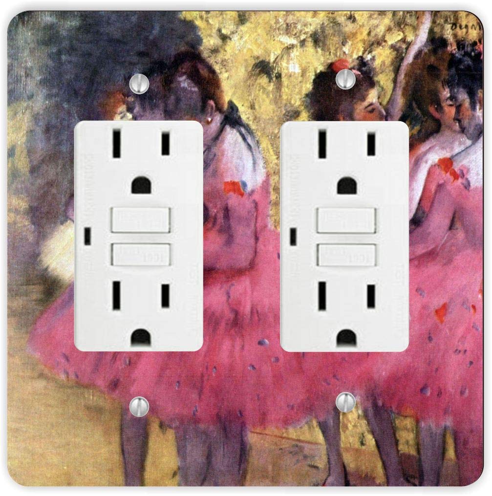 Edgar Degas Dancers in Pink Light Switch Plate Cover - Double GFI Double Rocker Two Gang Wall Plate - Artistic Electrical Outlet Cover for Living Room, Bedroom & Office Decor