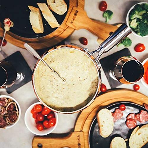 Boska Cheese Fondue Party Set - 4-Person Copper Fondue Pot with Stove-Safe Design for Chocolate, Cheese & Snacks - Perfect for Weddings, Parties & Family Gatherings