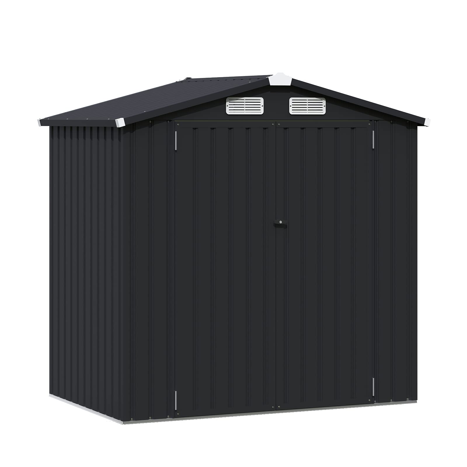 OC Orange-Casual 6x4 FT Outdoor Storage Shed - Galvanized Steel Metal Garden Tool Shed with Lockable Door for Backyard, Patio & Lawn | Weather-Resistant Black Outdoor Storage Solution for Gardening Tools, Lawn Equipment & Seasonal Items