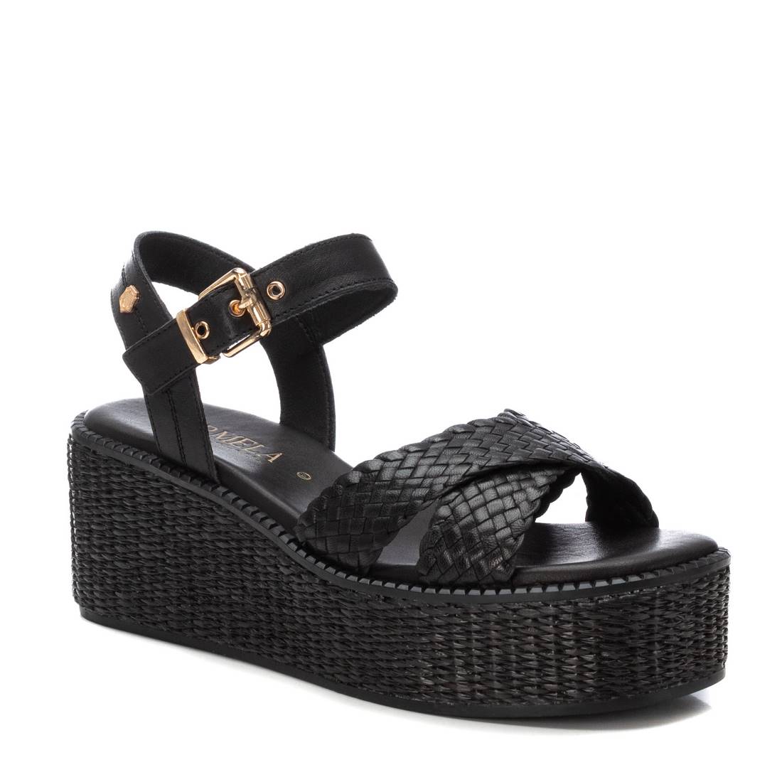 CARMELA Women's Black Leather Wedge Sandals - Comfortable High Heel Open Toe Shoes for Summer, Beach, Party & Casual Wear