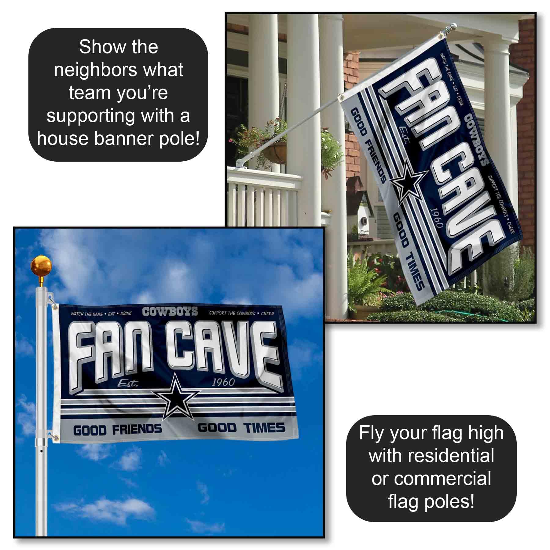 Dallas Cowboys Fan Man Cave Banner Flag - Officially Licensed NFL Team Decor for Game Day & Tailgating - Perfect for Home, Office, and Sports Bar Decorations