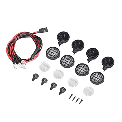 1/10 Scale RC Car Replacement LED White Lights with Lampshades - Compatible with RC Track Vehicles & Remote Control Cars - Perfect for Night Racing and Off-Road Driving (Color: White)