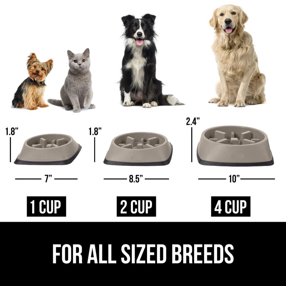 GORILLA GRIP Slow Feeder Dog Bowl - Interactive Puzzle Toy for Dogs & Cats - Prevents Overeating & Keeps Pets Busy - BPA Free Pet Food Training Dish - 1 Cup Capacity Beige - Perfect for Mealtime Enrichment & Puppy Training