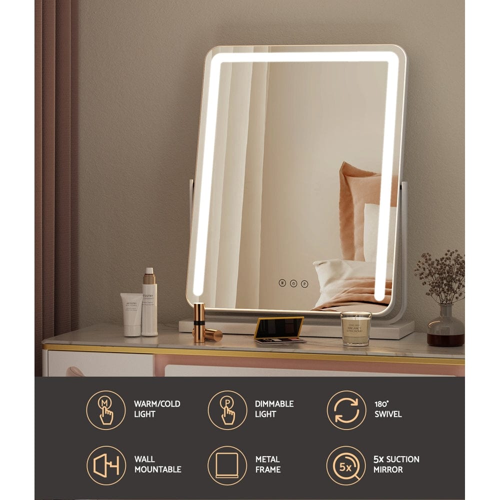 Embellir Hollywood Vanity Mirror with LED Lights - 40X50CM White Makeup Mirror for Professional & Home Use | Perfect for Makeup Application, Skincare Routine & Dressing Room Lighting