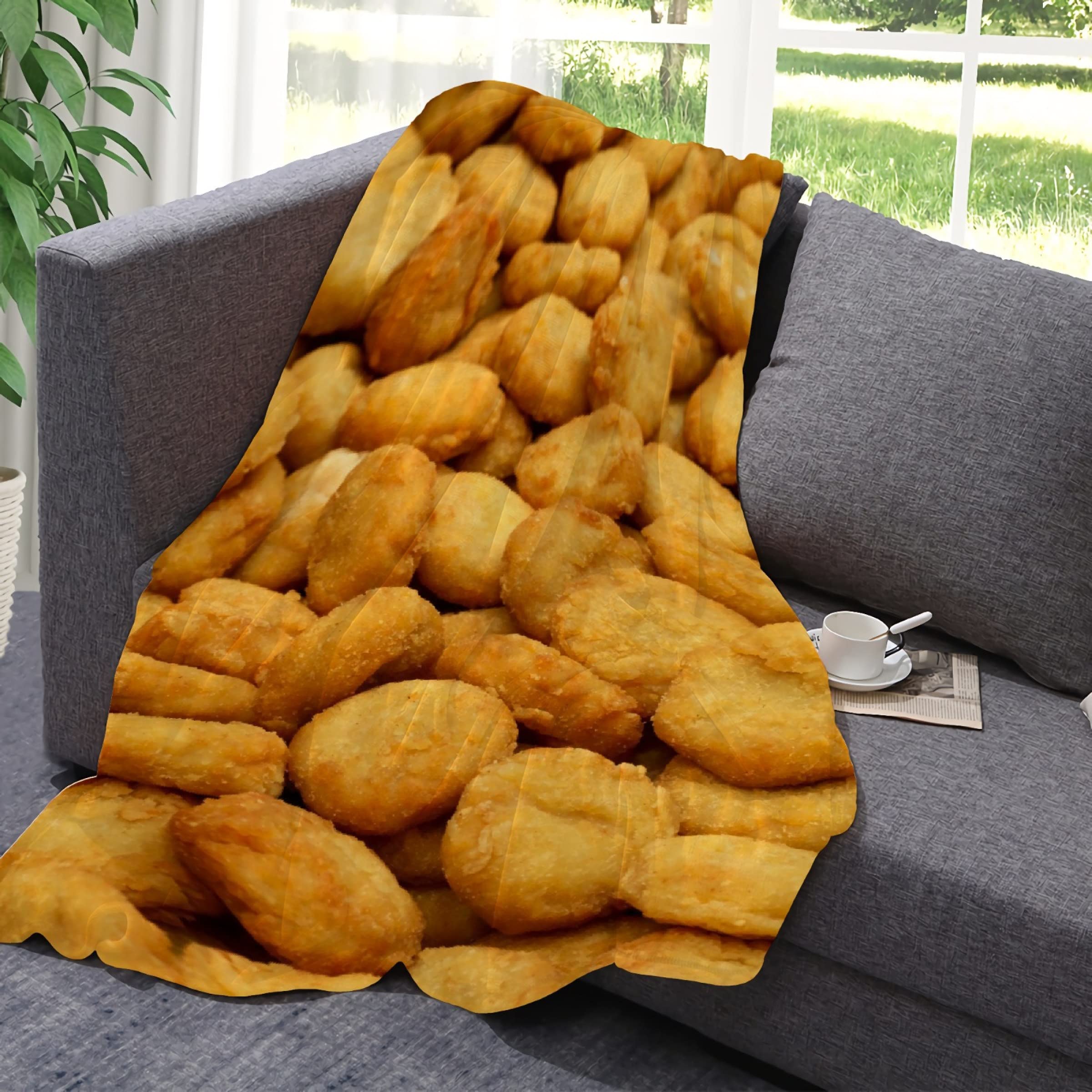 Super Soft Flannel Fleece Chicken Nuggets Throw Blanket - 90