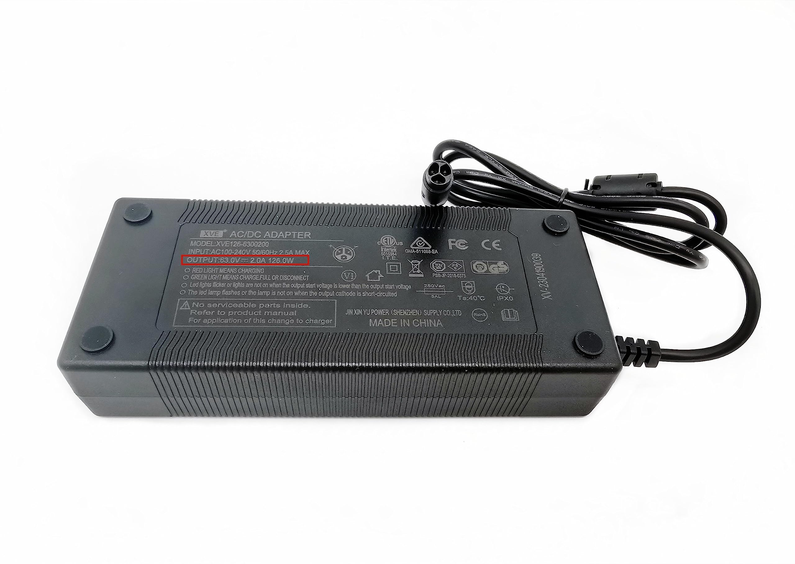 Original 63V Li-ion Battery Charger for Inmotion L9/S1 Electric Scooter - Fast Charging Power Adapter Accessories - Perfect for Commuting, Campus Travel & Urban Mobility