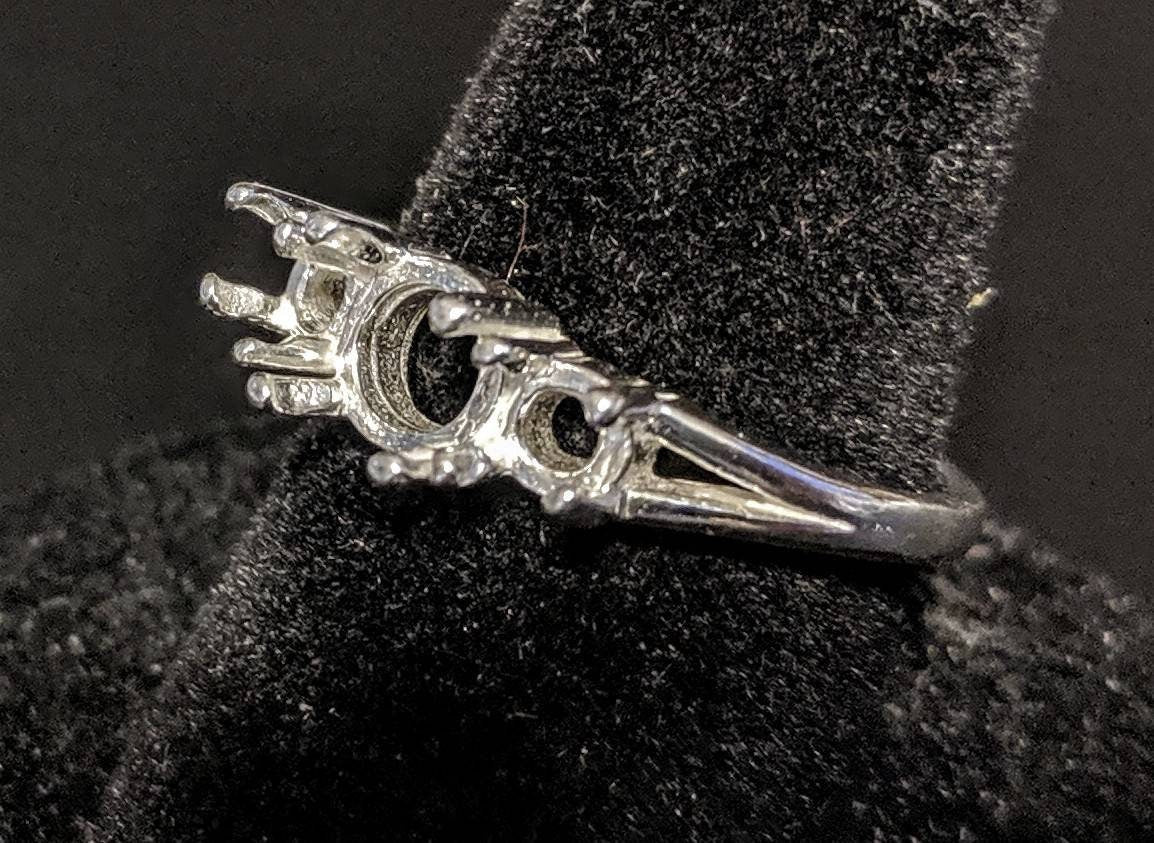 14K Gold or Sterling Silver Three Stone Ring Blank - Size 7, Pre-Notched Shank Setting (163 464, 465, 454/143 464) - Perfect for Jewelry Making, Custom Engagement Rings & DIY Wedding Bands