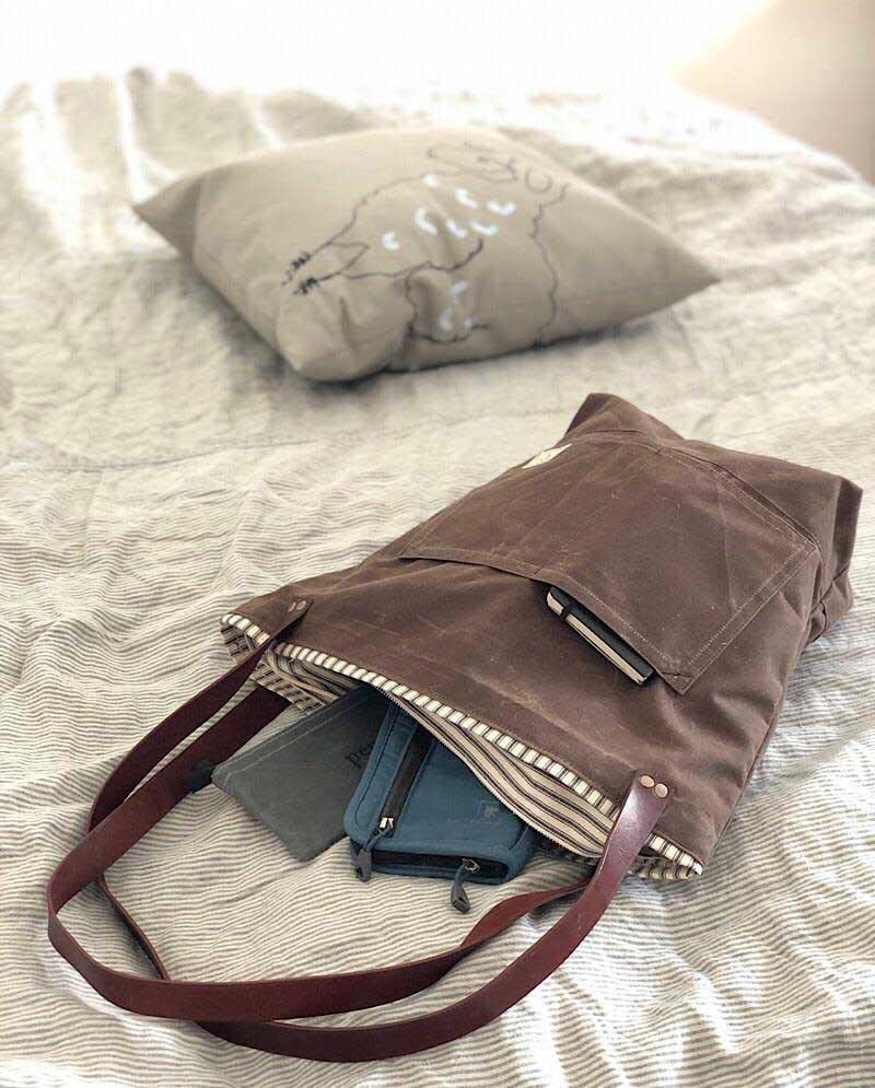 Premium Waxed Canvas & Leather Tote Bag - Olive Drab Waterproof Tote for Travel, Work & Shopping - Durable Unisex Shoulder Bag for Commuters & Professionals