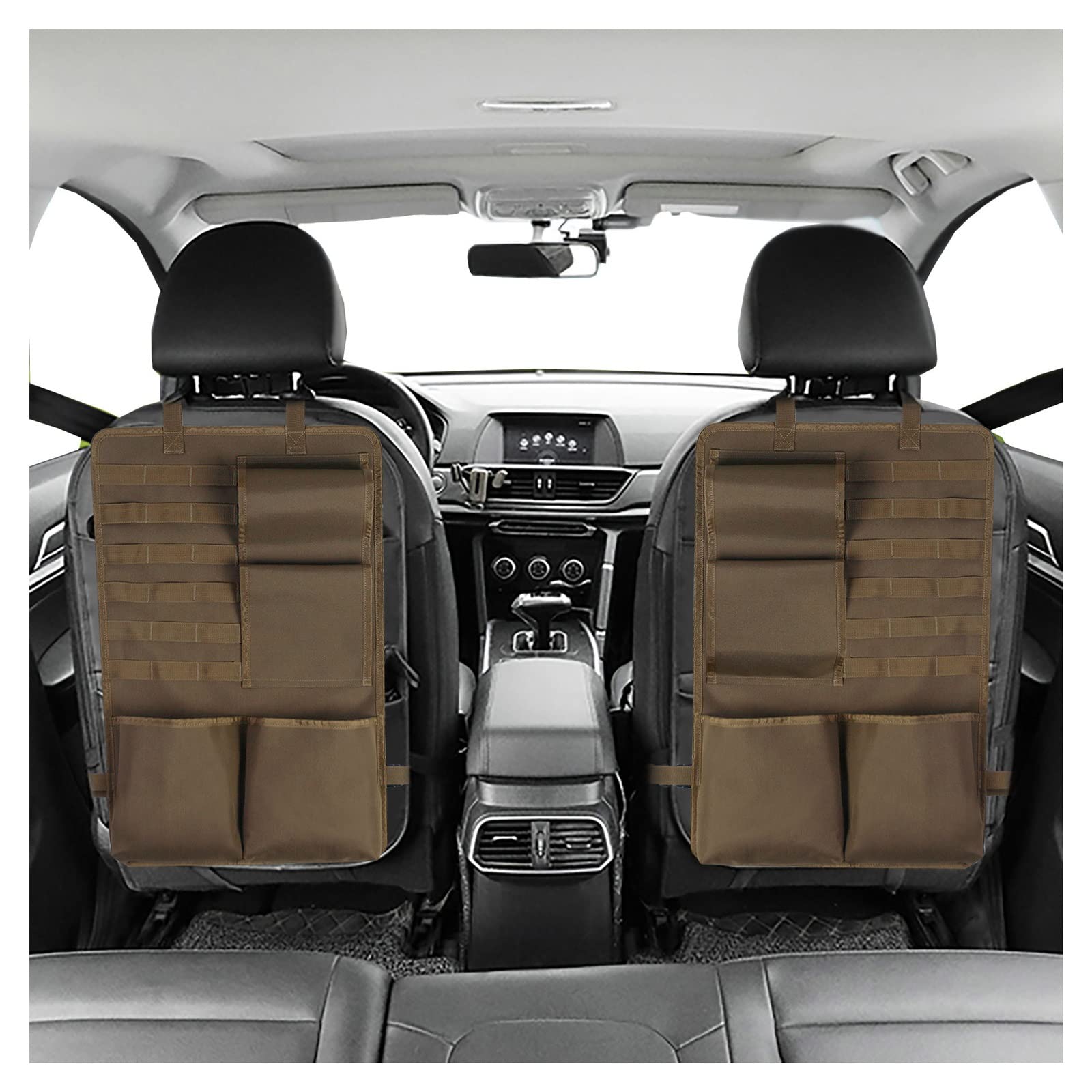 MEINAISEN Car Concealed Seat Back Gun Rack Sling - Tactical Gun Holder for 2 Rifles | Vehicle Gun Storage Organizer for Trucks & SUVs | Camouflage Design (Brown) | Perfect for Hunting Trips & Outdoor Adventures