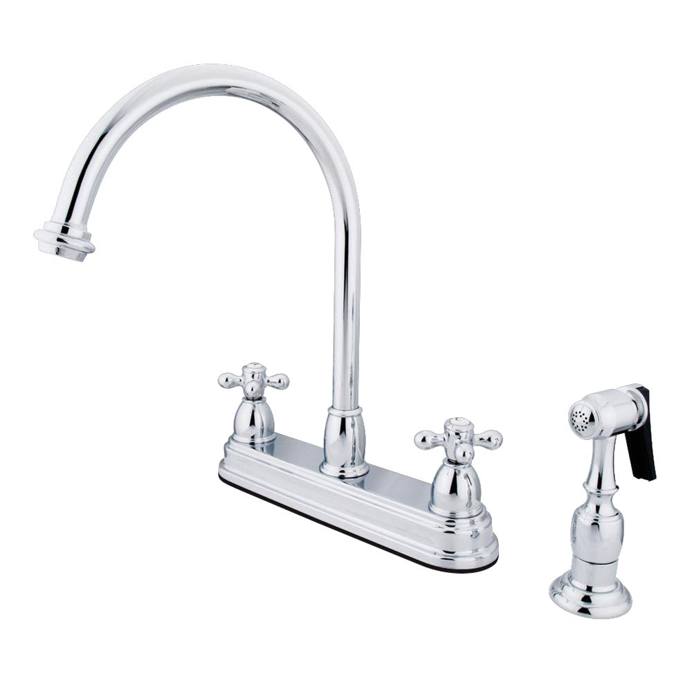 Kingston Brass KB3752AXBS Restoration Centerset Kitchen Faucet - High Arc Pull Down Sprayer, Oil Rubbed Bronze Finish, Commercial Grade for Modern Farmhouse & Restaurant Kitchens