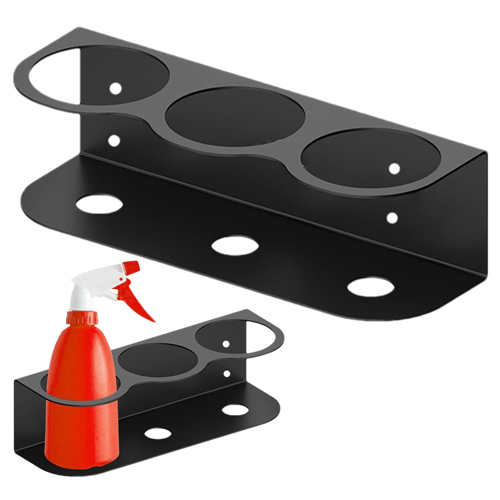 **Heavy Duty Steel Spray Bottle Holder Wall Mount - All-Purpose Spray Can Organizer Rack for Paint, Cleaning & Gardening Tools - Space-Saving Wall Storage Solution for Garage, Workshop & Kitchen**