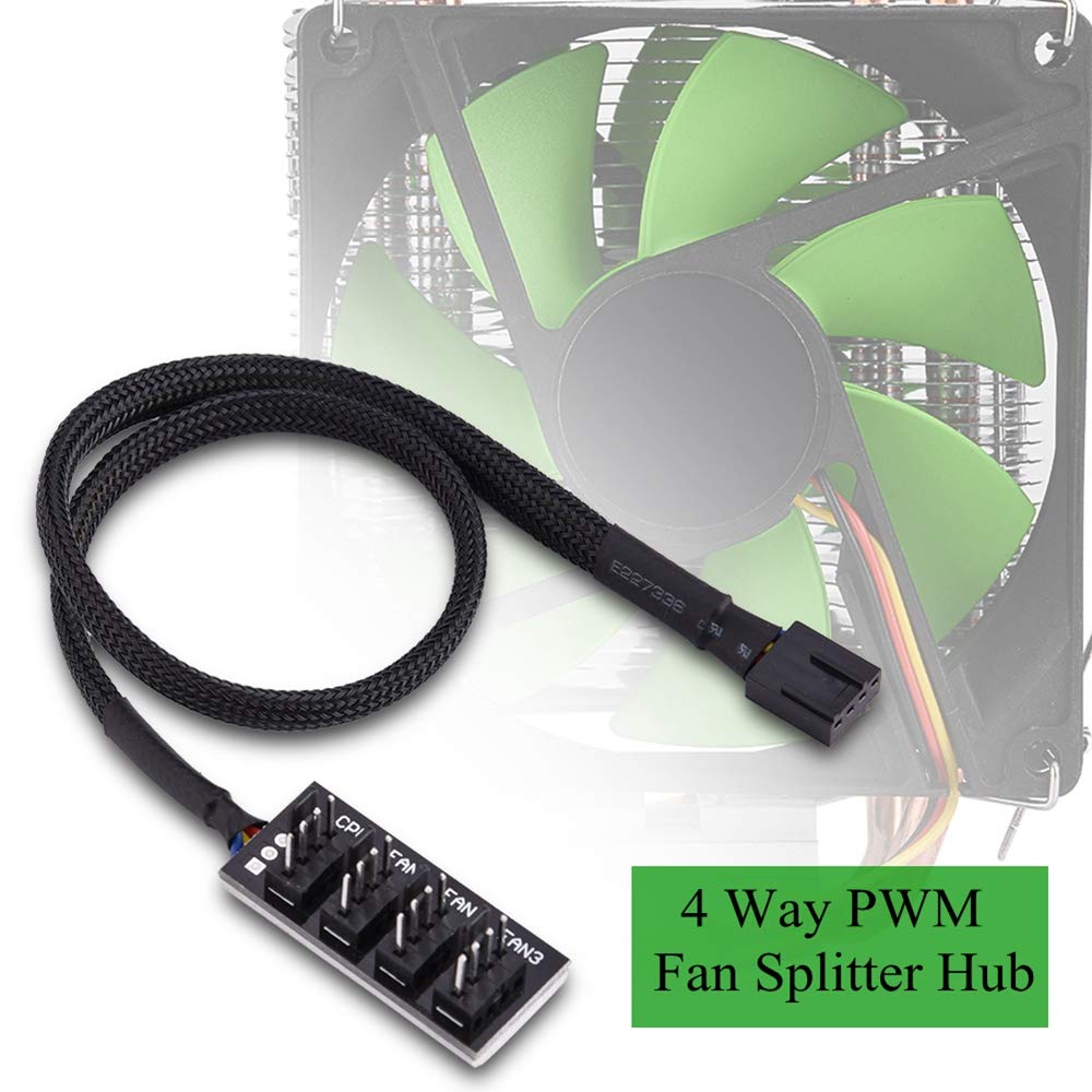 4-Pin PWM Fan Hub - Computer CPU & Case Fan Power Splitter Connector Cable Adapter for PC Cooling System - Perfect for Gaming Rigs, Workstations & Custom PC Builds