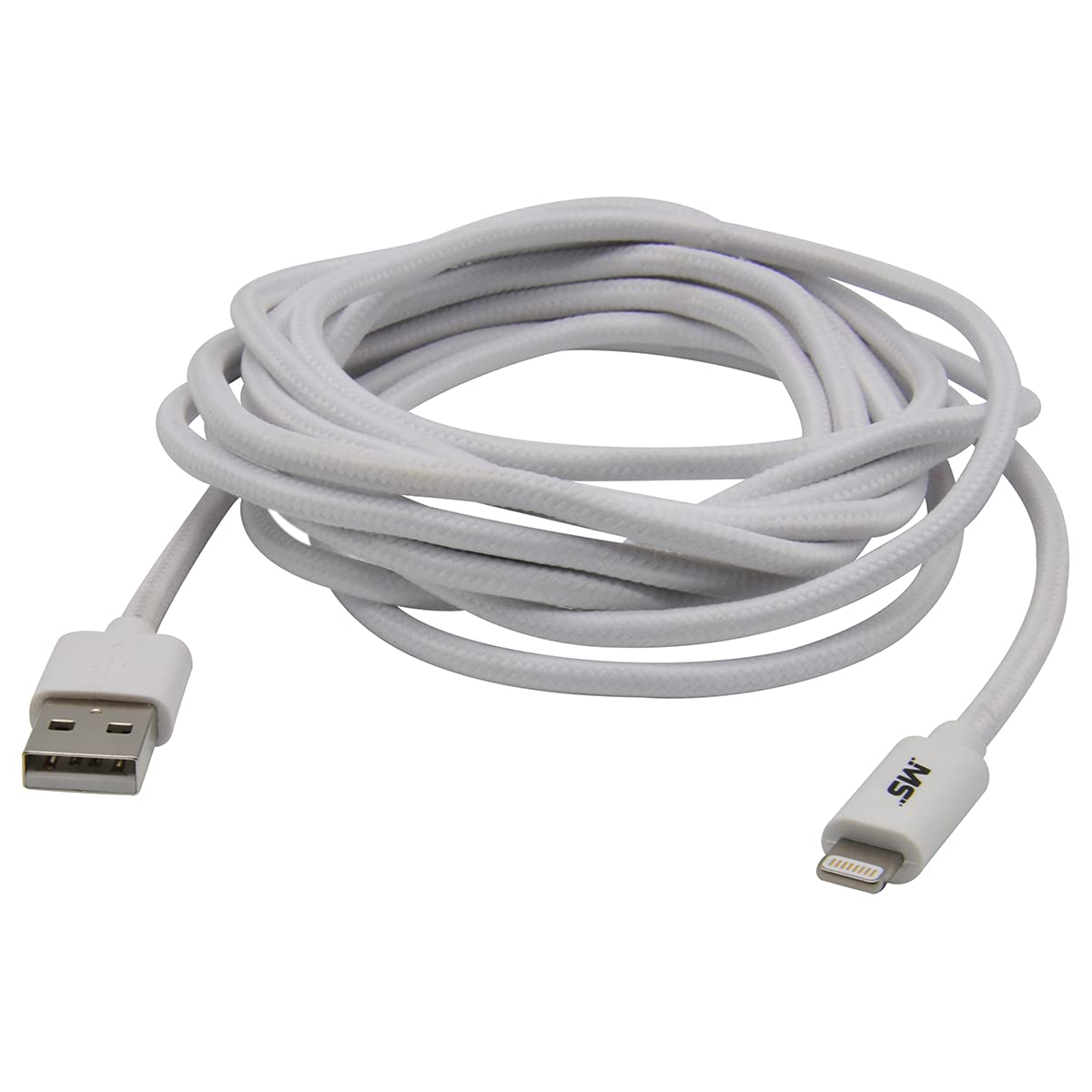 MobileSpec MB06624 10ft Lightning Cable - Fast Charging & Sync for iPhone 14/13/12/11/X/8 - Durable White MFi Certified Cable for Home, Office & Travel