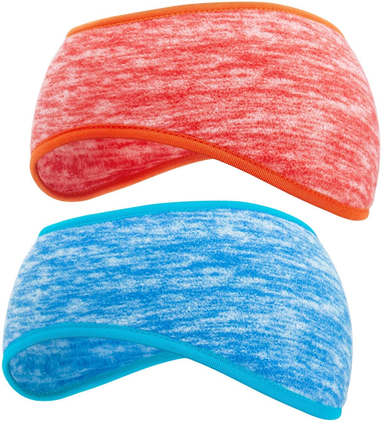 SAVITA 2 Pack Thermal Ear Warmers Headband - Stretchy Winter Earmuffs for Women, Men & Girls - Moisture Wicking Ski & Workout Headbands for Cold Weather Running, Cycling & Outdoor Sports