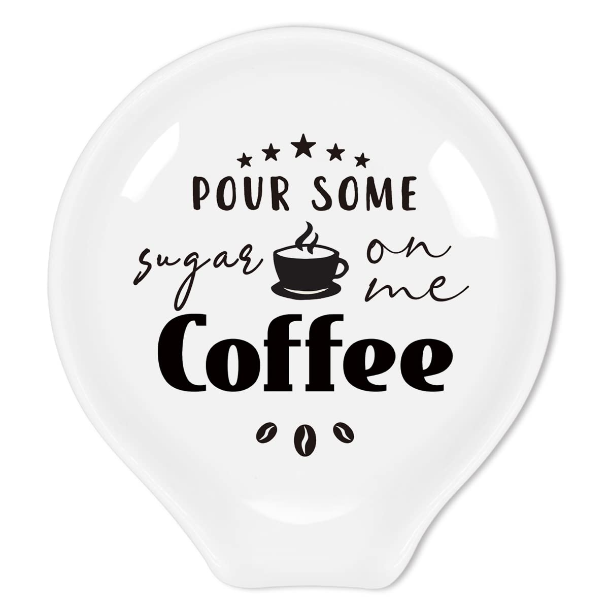Funny Coffee Quote Ceramic Spoon Holder - Coffee Spoon Rest for Coffee Station & Bar Decor - Unique Gift for Coffee Lovers (Pour Some Sugar On Me) - Perfect for Home Kitchen, Office Breakroom & Coffee Shop Accessories