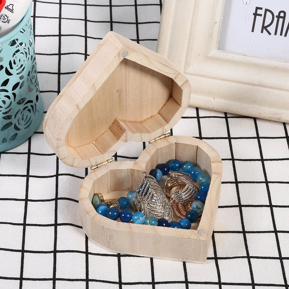 Yosoo Handcrafted Wooden Heart-Shaped Jewelry Box - Portable Storage Organizer for Rings, Necklaces & Keepsakes - Perfect for Valentine's Gift, Wedding Proposal & Home Decor